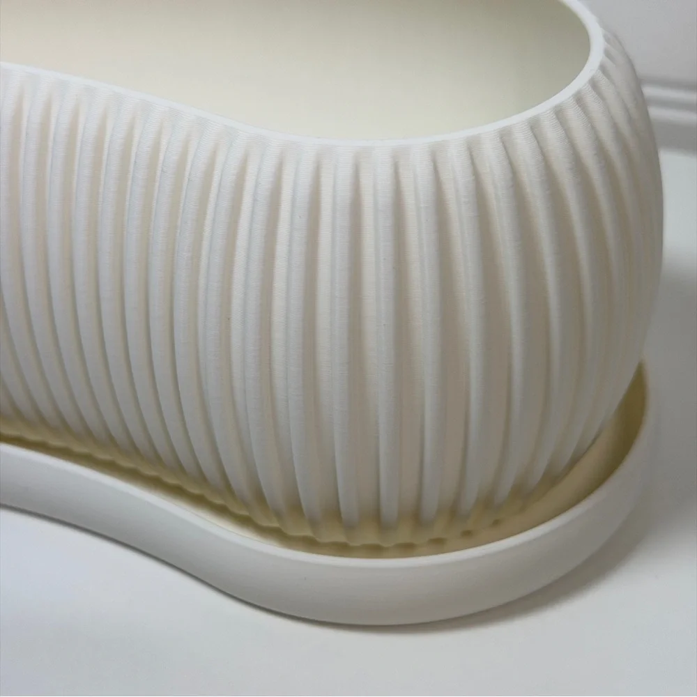 Terra Planter, Indoor Planter with Drainage Tray, Tabletop Planter, Ridged